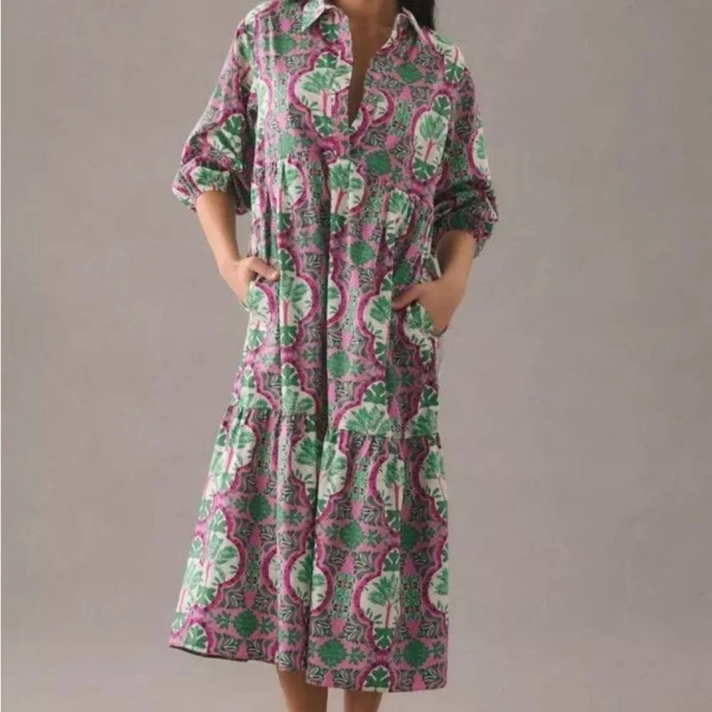 Maeve by Anthropologie “The Bettina” Tiered Shirt Dress - Picture 2 of 9